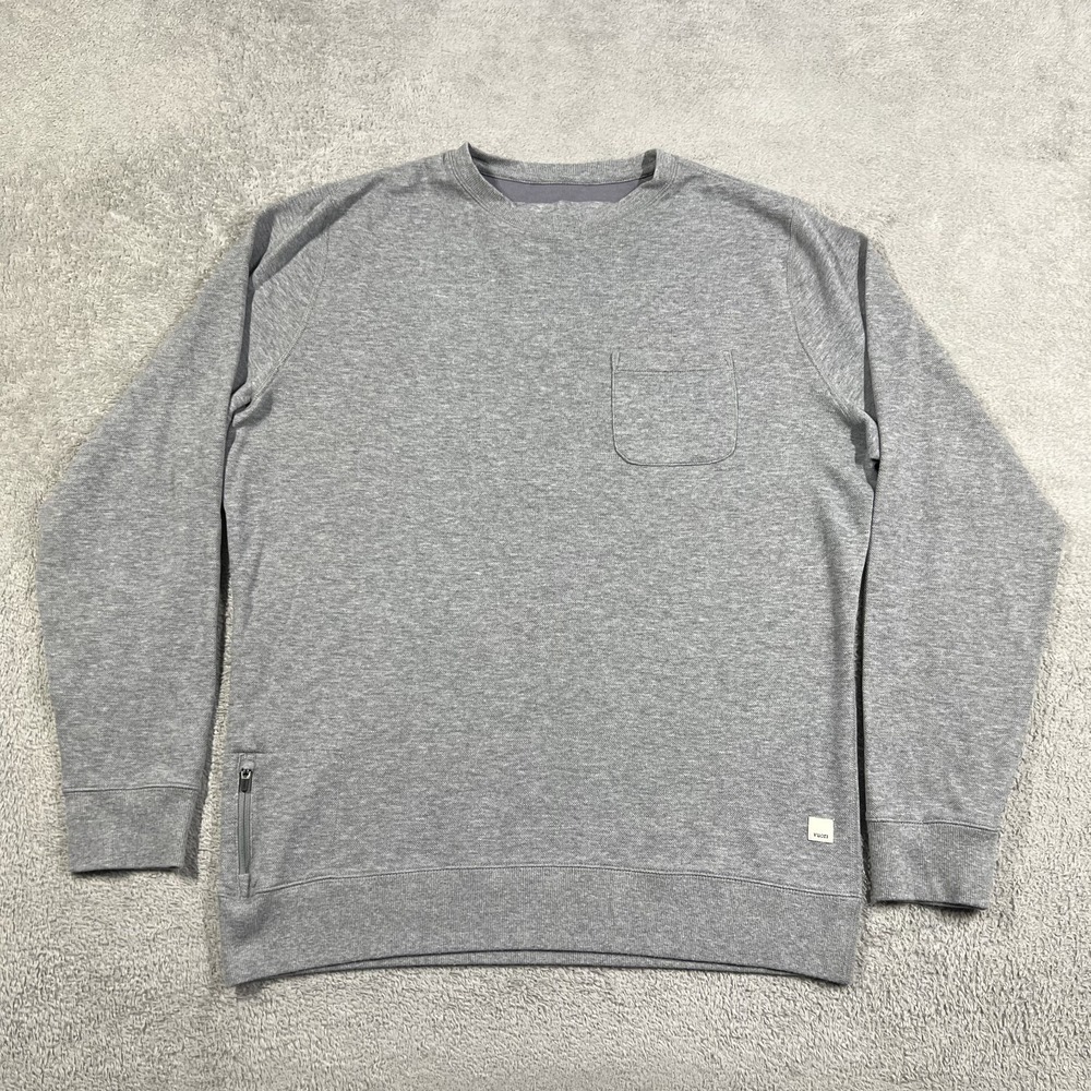 Vuori Jeffreys Pullover Sweatshirt Mens XL Gray Sweater Crew Neck Pocket